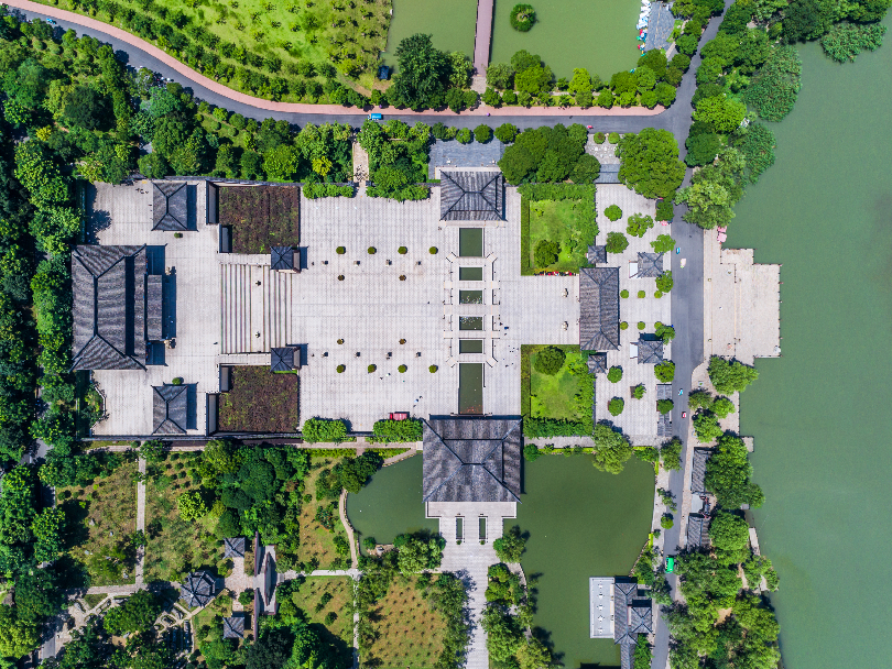 Aerial view of a luxury residential executive golf course with compact course architecture