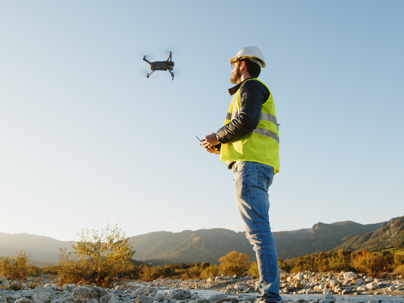 Architect using drone mapping to create a data-driven design of a new course